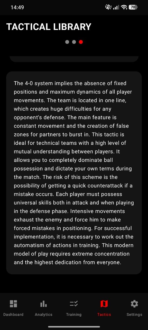 Tactics screen
