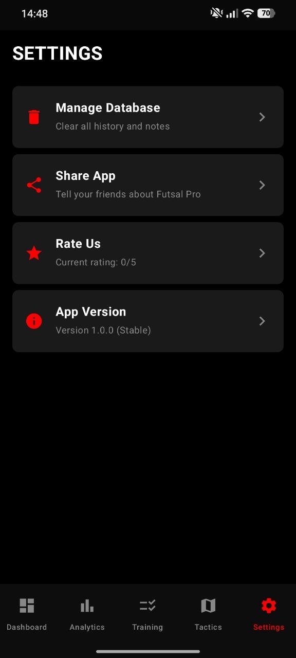 Settings screen
